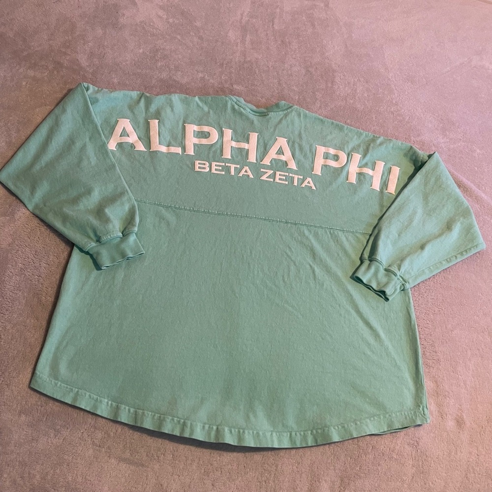 Vintage Spirit‎ Alpha Phi Beta Zeta Sorority Spirit Jersey Green Long Sleeve L